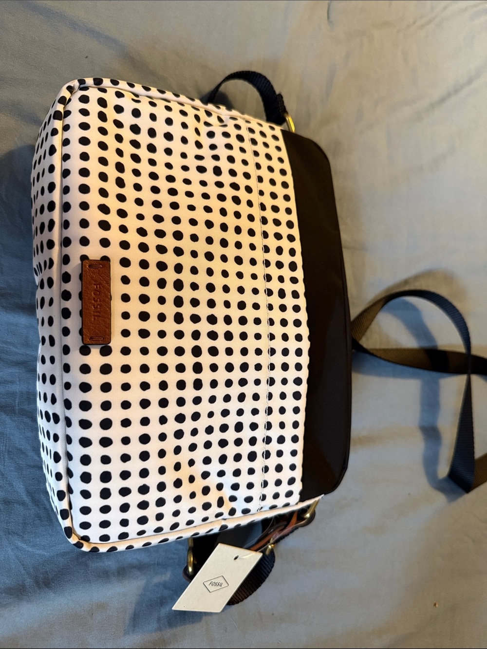 Fossil NWT Black and White Polka Dot Crossbody Bag - Picture 5 of 7